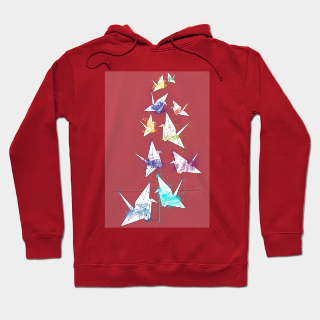 Coloured Cranes Hoodie by AMDesigns